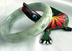 Sale-New Listing 60 mm "Yin and Yang Balancing" Burmese Jadeite Bangle Bracelet "A" with Certificate  (7941)