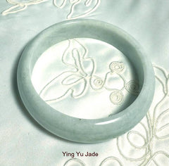 Sale-New Listing "Yin" Soft Green Burmese Jadeite Bangle Bracelet 62 mm Grade A (BB3016)
