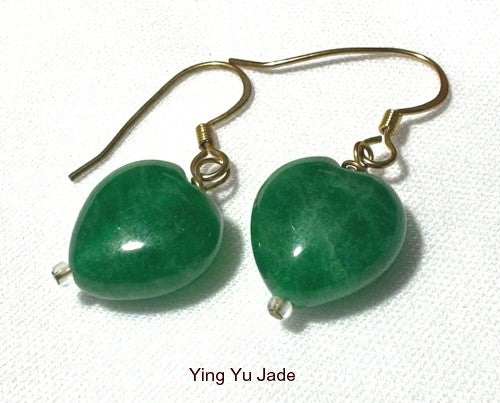 Gorgeous Green "Heart" Jade Earrings
