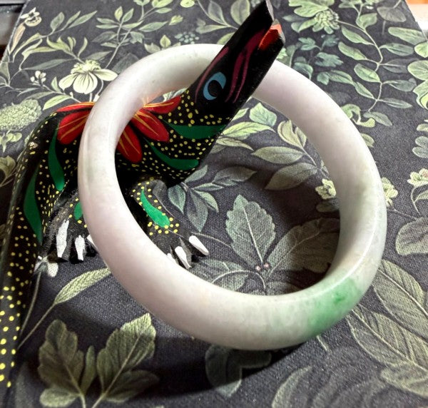 Sale-New Listing "Hidden Dragon" Burmese Jadeite Grade A Bangle Bracelet 52.5 MM (B-B3019}
