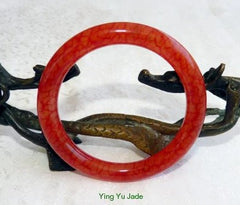 Sale-"Chicken Blood Red" Classic Round Jade Bangle Bracelet 58 mm (NJ-2667)