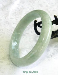 "Snowflakes" and Soft Green Old Mine Lao Pit Jadeite Bangle Bracelet 57.5mm (BB2397)