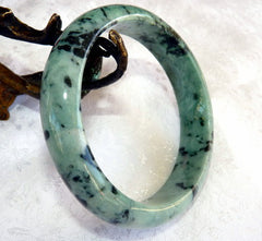 "Yin and Yang" Burmese Jadeite Bangle Bracelet 62 mm Grade A + Certificate (4979)