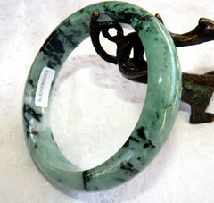 "Yin and Yang" Burmese Jadeite Bangle Bracelet 62 mm Grade A + Certificate (4979)