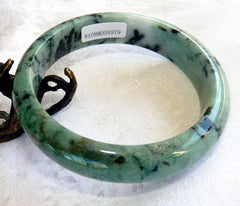 "Yin and Yang" Burmese Jadeite Bangle Bracelet 62 mm Grade A + Certificate (4979)