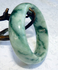 Ying Yu's Jewelry Box "Good Green Veins" Grade A Burmese Jadeite Bangle Bracelet 50mm + Certificate (657)