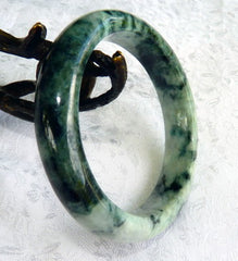 "Yin Yang" with Peek of Lavender Burmese Jadeite Bangle Bracelet 54.5 mm + Certificate (8514)