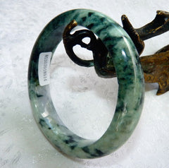 "Yin Yang" with Peek of Lavender Burmese Jadeite Bangle Bracelet 54.5 mm + Certificate (8514)