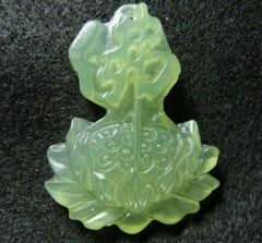 "Enlightened" Buddha and Lotus  Chinese Jade Pendant (P128)