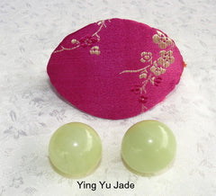 Women's Wellness Sale- Pair Green Jade Ben Wa Kegel Balls-Undrilled, No Hole + Free Gift Silk "Fortune Cookie"