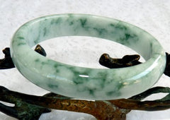 Precious Green Veins "Butterfly Tracks" Old Mine Burmese Jadeite Jade Bangle Bracelet 62.5mm (BB2082)