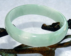 "Cloud of  Bliss" Glowing Burmese Jadeite "Old Mine" Bangle Bracelet 55mm (BB2582)