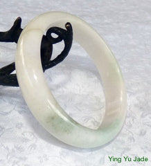 "Breath of Green" Veins on White Jadeite Jade Bangle Bracelet 59.5mm (BB2708)