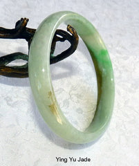 "Kiss of Imperial Green" Elegant Slender Burmese Jadeite Jade Grade A Bangle Bracelet 60mm (BB2721)