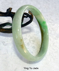 Sale-"Kiss of Imperial Green" Elegant Slender Burmese Jadeite Jade Grade A Bangle Bracelet 60mm (BB2721)