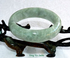 "Good Earth" Varied Green "Cuff Style" Jadeite Bangle 57mm Fits Like 55mm 56mm (BB2723)