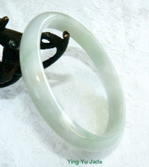 Glowing White and Soft Green Veins Old Mine Lao Pit Jadeite Bangle 57.5mm (BB2851)