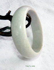 Ying Yu's Jewelry Box-"Now You See It, Now You Don't" Tiny Green Veins, Soft Lavender Hues White Jadeite Jade Bangle Bracelet 55mm (BB2867)