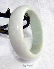 Sale-Ying Yu's Jewelry Box-"Now You See It, Now You Don't" Tiny Green Veins, Soft Lavender Hues White Jadeite Jade Bangle Bracelet 55mm (BB2867)