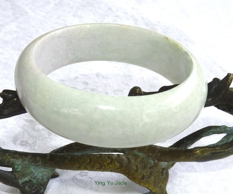 Ying Yu's Jewelry Box-"Now You See It, Now You Don't" Tiny Green Veins, Soft Lavender Hues White Jadeite Jade Bangle Bracelet 55mm (BB2867)