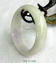 "Wisdom and Compassion" Old Mine Burmese Jadeite White and Soft Lavender Jadeite Jade Bangle Bracelet 57mm (BB2879)