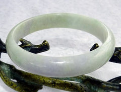 "Mysterious" Lavender Green Burmese Jadeite "Old Mine" Bangle Bracelet 59mm (BB2906)