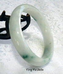 Glowing Precious "Old Mine" Moss in Snow Burmese Jadeite Bangle Bracelet 57.5mm (BB2913)