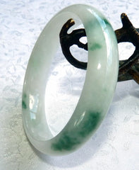 Glowing Precious "Old Mine" Moss in Snow Burmese Jadeite Bangle Bracelet 57.5mm (BB2913)