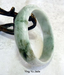 Phoenix, Lotus, Lucky Coin Carved "Lao Pit" Burmese Jadeite Bangle Bracelet 57.5mm (BB2922)