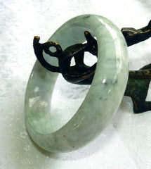 "Peaceful Earth" Green Burmese Jadeite "Old Mine" Bangle Bracelet 60 mm (BB-2926)