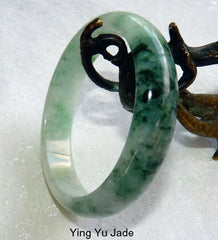 "Live Life Well" Old Mine Burmese Jadeite Bangle Bracelet 56mm (BB-2932)