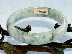 "Happy Life Yang on Yin" Burmese Jadeite Bangle Bracelet Grade A 57 mm (2525)