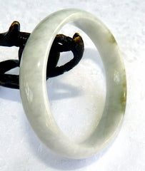 "Yin and Yang" Balancing Burmese Jadeite "Old Mine" Bangle Bracelet 53 mm (BB2961)