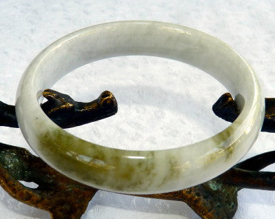 "Yin and Yang" Balancing Burmese Jadeite "Old Mine" Bangle Bracelet 53 mm (BB2961)