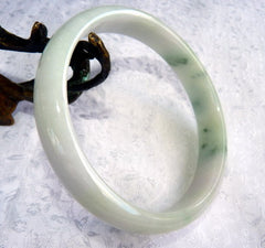 "Powerful Yang Green Veins" Burmese Jadeite "Old Mine" Bangle Bracelet Large Men's 72 mm (BB2963)