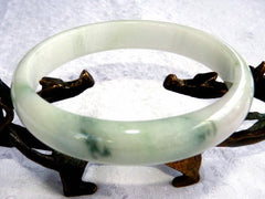 "Powerful Yang Green Veins" Burmese Jadeite "Old Mine" Bangle Bracelet Large Men's 72 mm (BB2963)