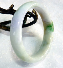 "Bat Cherishes Fruit and Flowers" Burmese Jadeite Vintage Bangle Bracelet 55 mm (BB2975)