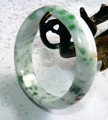 Clearance-Imperial Green Veins Small Burmese Jadeite Bangle Bracelet Grade A 50.5 mm (BB2987)