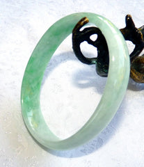 "Heavenly Green" Oval Shape Burmese Jadeite Bangle Bracelet Fits Like 52-54 mm (BB2989)