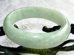 Icy Cold Yin Soft Green Burmese Jadeite Bangle Bracelet "Cuff Style" 57mm (BB3153)