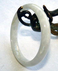 Sale: "Glowing" White Old Mine Lao Pit Burmese Jadeite Bangle Bracelet 56.5mm (BB569)