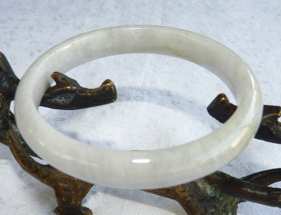 Sale: "Glowing" White Old Mine Lao Pit Burmese Jadeite Bangle Bracelet 56.5mm (BB569)
