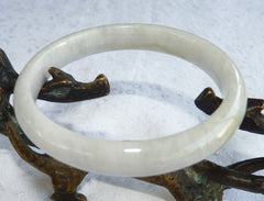 Sale: "Glowing" White Old Mine Lao Pit Burmese Jadeite Bangle Bracelet 56.5mm (BB569)