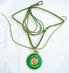 Good Green Jade "Bi" Pendant Necklace (NJNECK56)