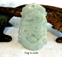 "Dragon Brings Wealth and Luck" Burmese  Jadeite Pendant (BJP-866)