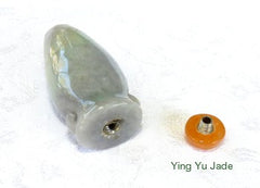 Rare Collector's Item-Smoky Lavender Hues and Green Jadeite Jade Small Bottle with Screw On Top