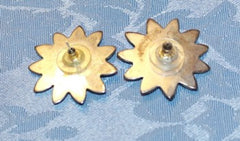 Sterling Silver Vintage Mexico LARGE Two Tone Flower Earrings (BOX-E-3)
