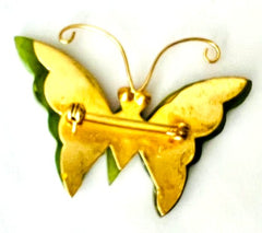 "Free Spirit" Vintage Jade Large Butterfly Pin (P673)