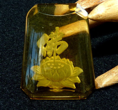Citrine Crystal Lotus Lily Buddha Symbol Pendant Large Size (CP-233)
