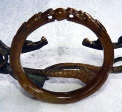 "Two Dragons Play Pearl" Chinese Jade Bangle Bracelet 65 mm (DC155)